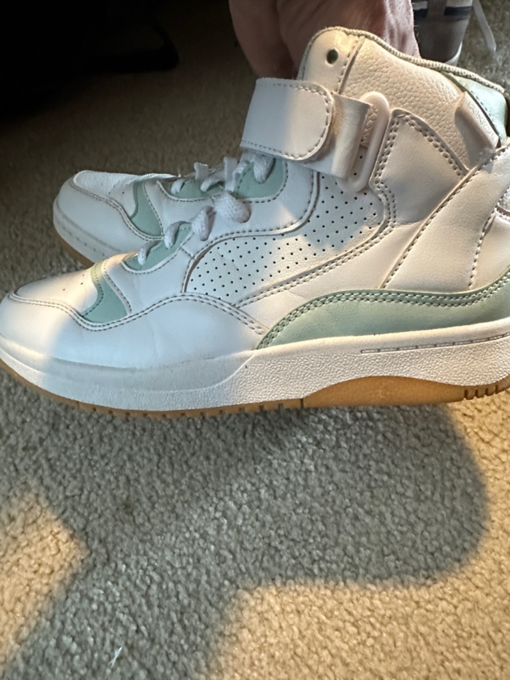And1 Kids White and Mint High-Top Sneakers with Gum Sole